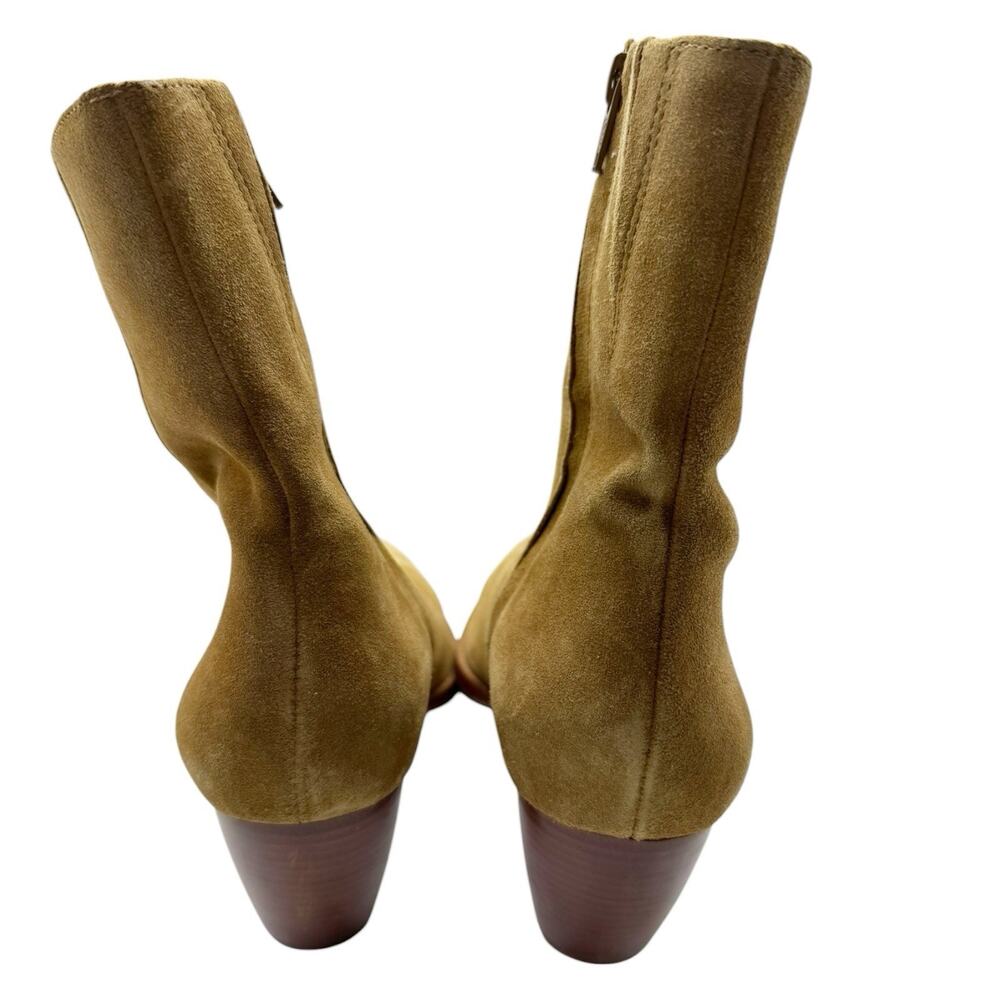 Matisse Caty Mid Calf Boots 8.5 Tan Suede Western Block Heel Leather Sole - Picture 4 of 9